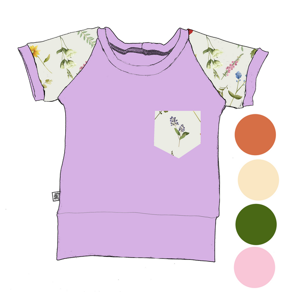T-shirt évolutif avec poche Douces fleurs beiges