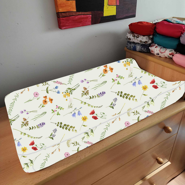 Housse de table à langer Douces fleurs beiges