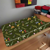 Housse de table à langer Douces fleurs olives