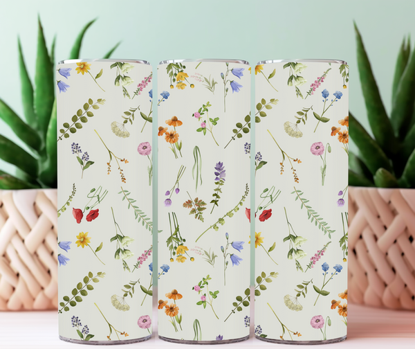 Tumbler 20 oz Douces fleurs beiges