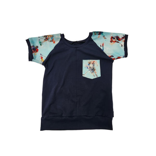 T-shirt reglan à poche hockey