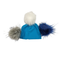 Tuque bleu percant, *pompons vendus séparément*