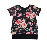 t-shirt évolutif fleuris noirs 6-9 ans