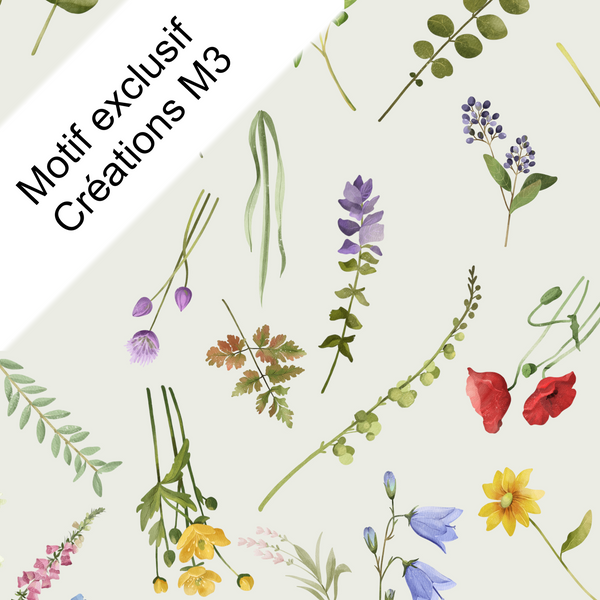 Tuque avec ou sans cordon , *pompons vendus séparément* Douces fleurs beiges