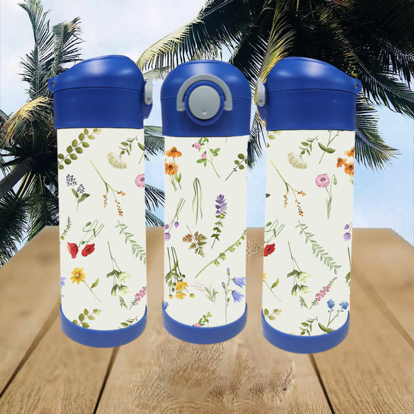 Bouteille 12oz Douces fleurs beiges