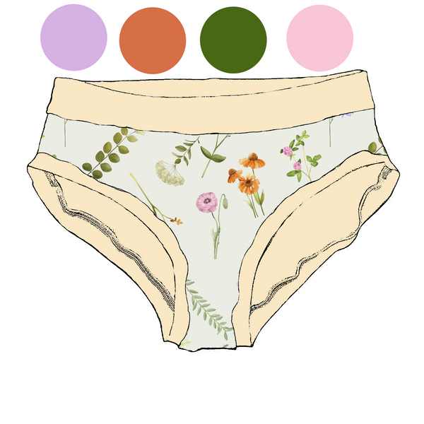 Culotte menstruelle Douces fleurs beiges