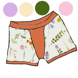 Boxer enfant Douces fleurs beiges