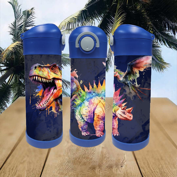 Bouteille 12oz trio dino mauve pret-à-partir (leger defaut)