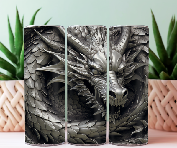 Tumbler 20 oz dragon de métal pré-commande (1-2 semaines)