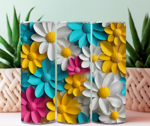 Tumbler 20 oz fleurs 3D pré-commande (1-2 semaines)