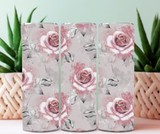 Tumbler 20 oz fleurs vintage gris pré-commande (1-2 semaines)