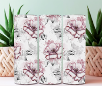 Tumbler 20 oz jolies fleurs fond blanc prêt-à-partir