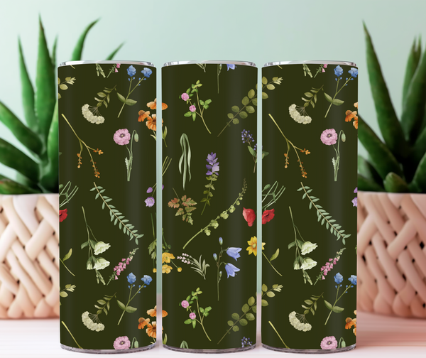 Tumbler 20 oz Douces fleurs olives