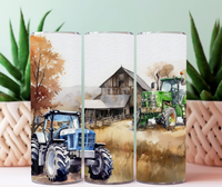 Tumbler 20 oz duo tracteur ferme vert et bleu pré-commande (1-2 semaines)