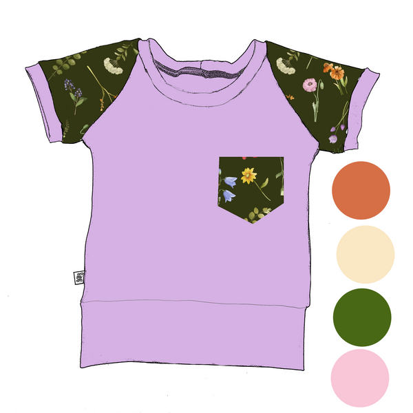 T-shirt évolutif avec poche Douces fleurs olives