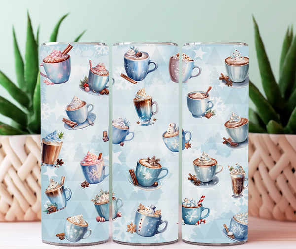 Tumbler 20 oz chocolat chaud (bleu moyen) prêt-à-partir