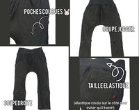 Jeans bleu orage taille élastique coupe droite avec poches