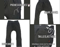 Jeans noir taille élastique coupe droite avec poches