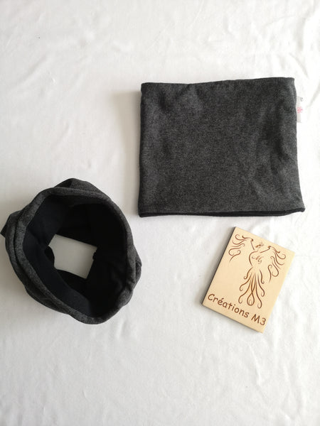 Cache-cou doublé en polar charcoal