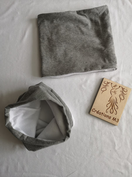 Cache-cou doublé en polar gris pale