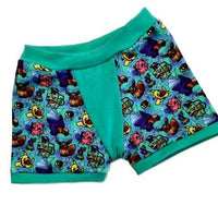 Boxer 2 ans mini monstre et avion, turquoise
