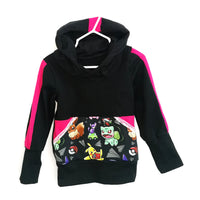hoodies évolutif bandes fushia dentelle minis monstres et avions sur fond noir