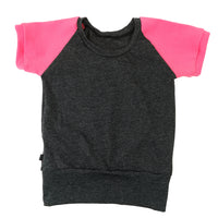 t-shirt charcoal et rose 6-9 ans