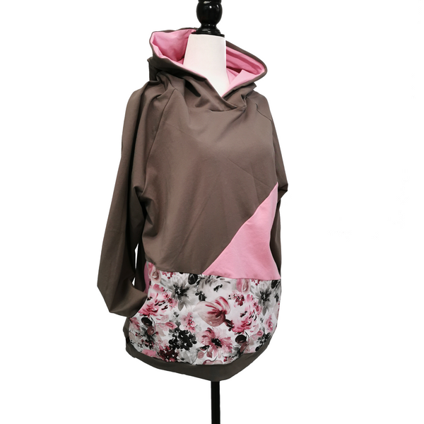 Hoodies XL ''Fleuris noir, gris''