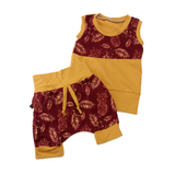 Short, culotte courte demi-taille ananas doré