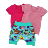 Short, culotte courte demi-taille monstres et leurs avions, turquoise