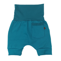Short, culotte courte jeans extensible turquoise pétrole
