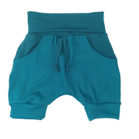 Short, culotte courte jeans extensible turquoise pétrole