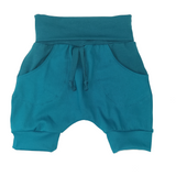 Short, culotte courte jeans extensible turquoise pétrole