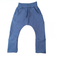 Jeans bleu orage taille élastique coupe jogger avec poches