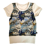 T-shirt évolutif t-rex et ses amis , bleu