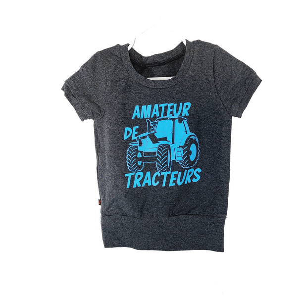 t-shirt charcoal amateur de tracteur 6-9 ans