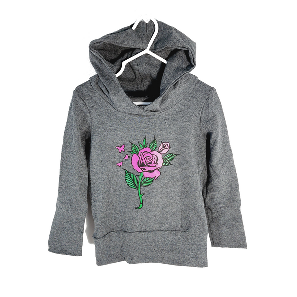 Hoodies évolutif charcoal rose et papillons 6-9 ans