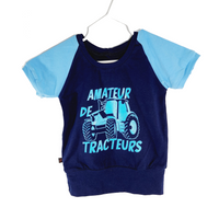 t-shirt bleu amateur de tracteur 6-9 ans