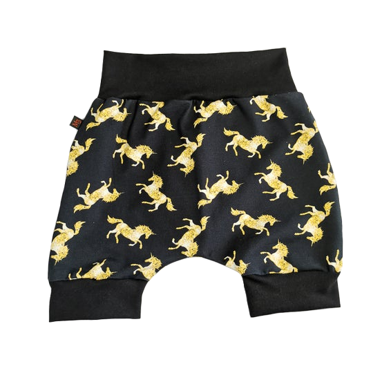 Short, culotte courte demi-taille licornes dorées
