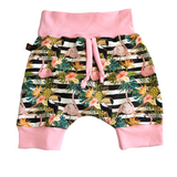 Short, culotte courte demi-taille flamand et toucan
