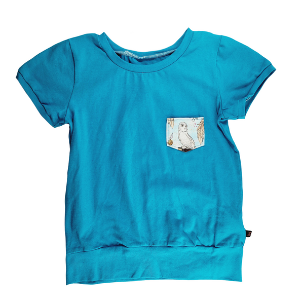 t-shirt poche sorcellerie bleu 6-9 ans