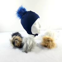 Tuque oreilles-cordon marine, *pompons vendus séparément*