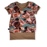 T-shirt évolutif fleuris géo bleu