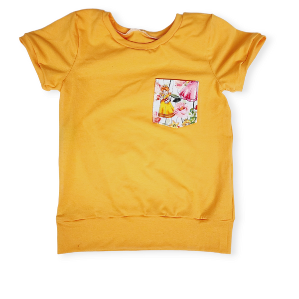 T-shirt évolutif à poche 6-9 ans mangue / poche princesses